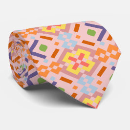 Retro-Pastell-Pixel-Mosaik-Geometrisches Muster Krawatte
