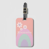 Retro Pastell Rainbow Floral Custom Gepäckanhänger (Vorderseite Vertikal)