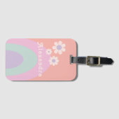 Retro Pastell Rainbow Floral Custom Gepäckanhänger (Vorderseite (Horizontal))