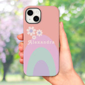 Retro Pastell Rainbow Streifen Floral Name Case-Mate iPhone Hülle