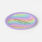 Retro-Pastell-Regenbogen 6. Geburtstagsfeier Pappteller (Schrägansicht)