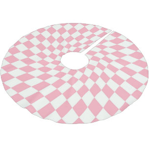 Retro Pastell Rosa gezogene Karos Schachtel Dorm Polyester Weihnachtsbaumdecke