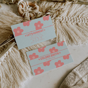 Retro Pastell Rosa Groovy Floral Boho Mädchenhaft Visitenkarte