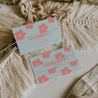 Retro Pastell Rosa Groovy Floral Boho Mädchenhaft Visitenkarte