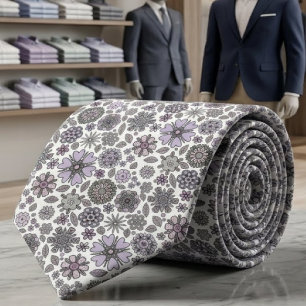 Retro-Pastell-Rosa-Lila-Blumen-Nahtloses Muster Krawatte