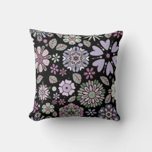 Retro Pastell Rosa Lila Floral Nahtloses Muster T Kissen