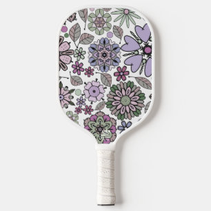 Retro Pastell Rosa Lila Florales Nahtloses Muster Pickleball Schläger