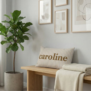 Retro-Pastell-Streifen Personalisierter Brauner Na Lendenkissen