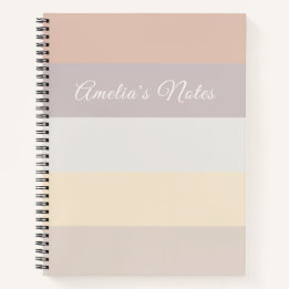 Retro-Pastell-Streifen Rosa Grau | Monogramm Notizblock