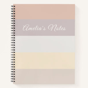 Retro-Pastell-Streifen Rosa Grau Monogramm Notizblock