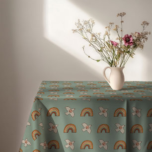 Retro-Pastell-Tischdecke 70er Jahre Groovy Erdtöne Tischdecke