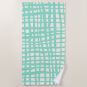 Retro pastell türkisfarbenes Gittermuster Strandtuch (Vorderseite)