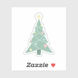 Retro-Pastell-Weihnachtsbaum Mid-Century-Modern Aufkleber