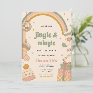 Retro-Pastell-Weihnachtsfeier Einladung