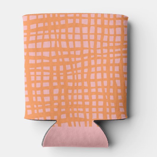 Retro pastellfarbene, orange und rosa Rastermuster Dosenkühler (Rückseite)