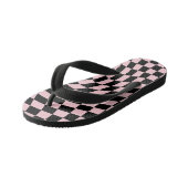 Retro Pastellfarbene, schwarz rosa Karos verschlei Kinderbadesandalen (Schrägansicht)