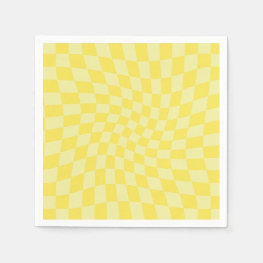 Retro Pastellgelbe Karos verschleierte Karton Serviette (Vorderseite)