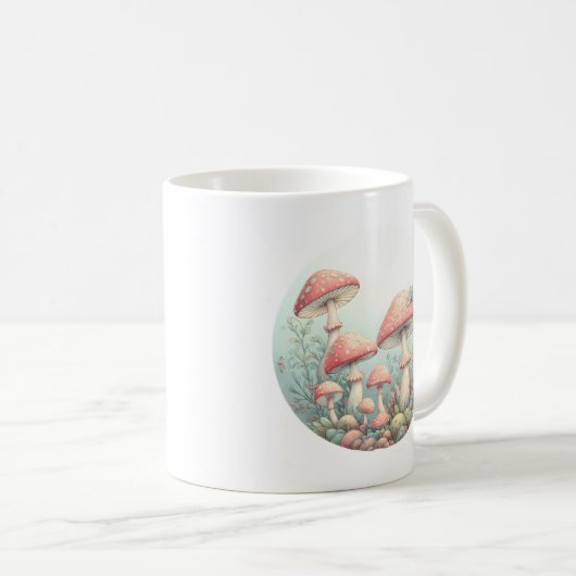 Retro Pastellpilze in sanften Farben 01 Kaffeetasse (VorderseiteRechts)
