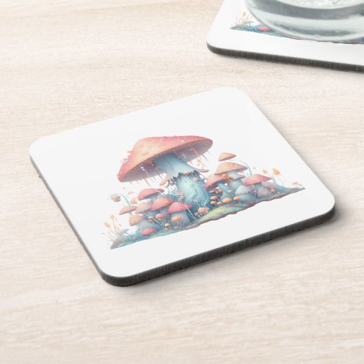 Retro Pastellpilze in sanften Farben 02 Getränkeuntersetzer (Linke Seite)