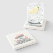 Retro Pastellpilze in sanften Farben 02 Steinuntersetzer (Seitenansicht)