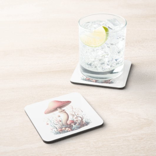 Retro Pastellpilze in sanften Farben 03 Getränkeuntersetzer (Rechte Seite)