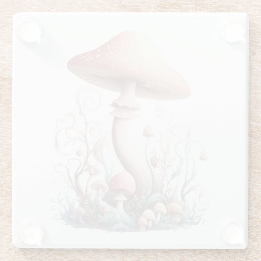 Retro Pastellpilze in sanften Farben 03 Glasuntersetzer (Rückseite)
