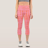 Retro Pastellrosa Muster Capri Leggings (Vorderseite)