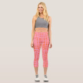 Retro Pastellrosa Muster Capri Leggings (Vorderseite)