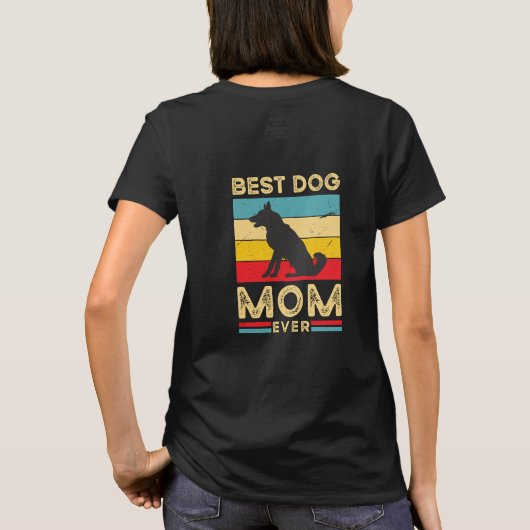 Retro Pastellstreifen am besten Mama Hund Liebhabe T-Shirt (Rückseite)