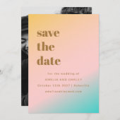 Retro Pastels Gradient Simple Einzigartiges Hochze Save The Date (Vorne/Hinten)