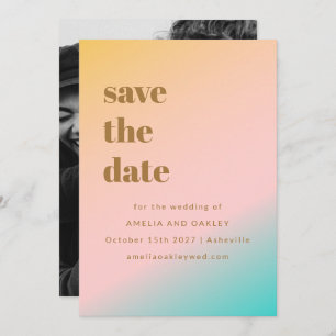 Retro Pastels Gradient Simple Einzigartiges Hochze Save The Date