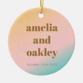 Retro Pastels Gradient Unique Wedding Foto Keramik Ornament (Vorne)