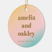 Retro Pastels Gradient Unique Wedding Foto Keramik Ornament (Links)