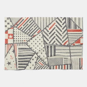 Retro-Patchwork: Abstrakte geometrische Gestaltung Geschirrtuch