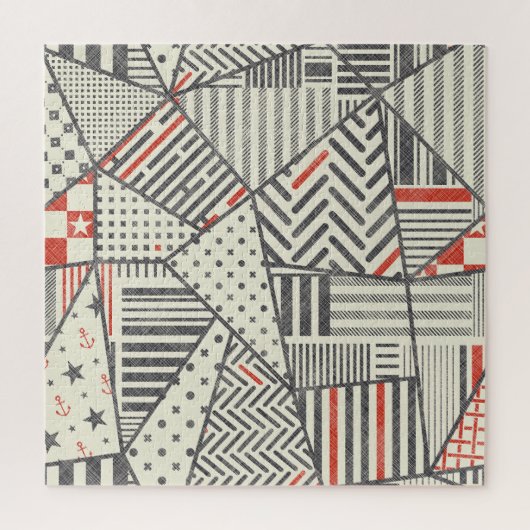 Retro-Patchwork: Abstrakte geometrische Gestaltung Puzzle (Vertikal)