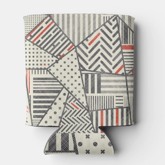 Retro-Patchwork: Abstraktes geometrisches Design Dosenkühler (Rückseite)