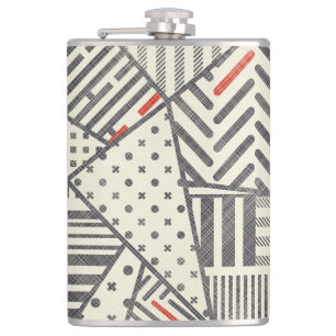 Retro-Patchwork: Abstraktes geometrisches Design Flachmann