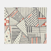 Retro-Patchwork: Abstraktes geometrisches Design Fleecedecke (Vorderseite (Horizontal))