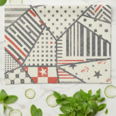 Retro-Patchwork: Abstraktes geometrisches Design Geschirrtuch (Gefaltet)
