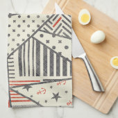 Retro-Patchwork: Abstraktes geometrisches Design Geschirrtuch (Viertel Falte)