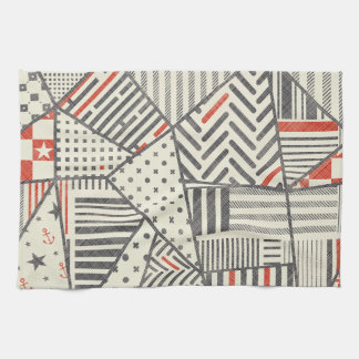 Retro-Patchwork: Abstraktes geometrisches Design Geschirrtuch