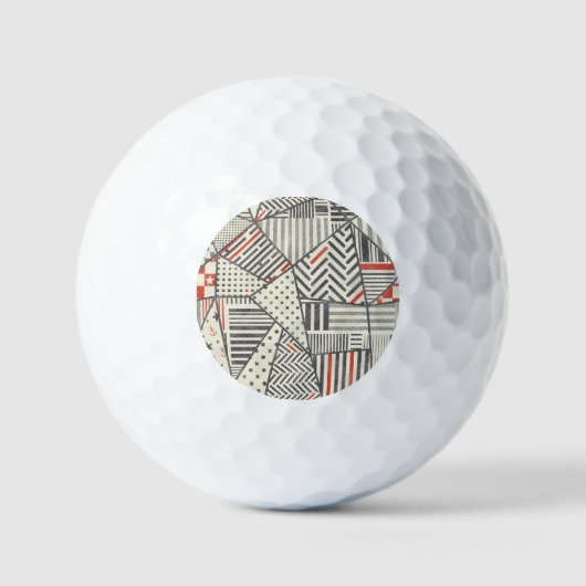Retro-Patchwork: Abstraktes geometrisches Design Golfball (Vorderseite)