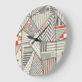 Retro-Patchwork: Abstraktes geometrisches Design Große Wanduhr (Winkel)