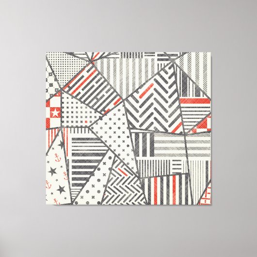 Retro-Patchwork: Abstraktes geometrisches Design Leinwanddruck (Vorderseite)