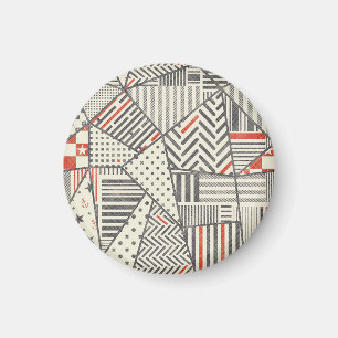 Retro-Patchwork: Abstraktes geometrisches Design Magnet