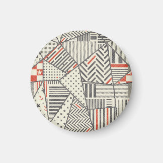 Retro-Patchwork: Abstraktes geometrisches Design Magnet