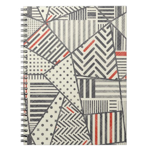 Retro-Patchwork: Abstraktes geometrisches Design Notizblock (Vorderseite)