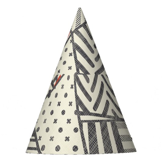 Retro-Patchwork: Abstraktes geometrisches Design Partyhütchen (Vorderseite)