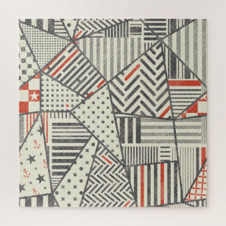 Retro-Patchwork: Abstraktes geometrisches Design Puzzle
