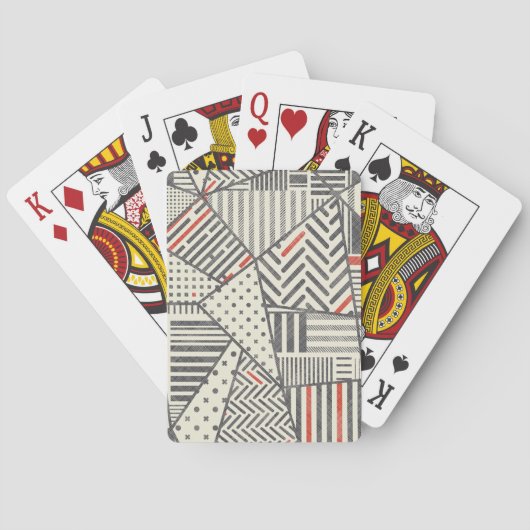 Retro-Patchwork: Abstraktes geometrisches Design Spielkarten (Rückseite)